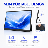 Écran portable secondaire pour ordinateur portable 18,5 pouces FHD IPS HDR, moniteur de jeu avec MINI HD-IN et support pliable