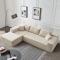 Canapé modulaire confortable en tissu avec dossier en forme de L, rembourrage en mousse à mémoire de forme, pour hôtel d'appartements moderne