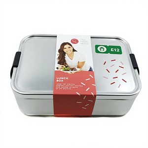 Custom Eco Friendly Rectangular Aluminum <b>Lunch</b> <b>Box</b> 176x118x58mm Metal Bento <b>Box</b> Food Storage Container with Side Latches - Product Image 1