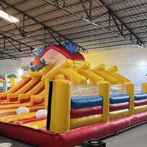 Gran dos secciones de dibujos animados coloridos más vendidos de lujo Gaming Bouncy Combo escalada inflable Jumping Castle Playground verano - Product Image 3