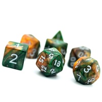 Ensemble de dés en acrylique scintillant vert et jaune pour RPG et Donjons et Dragons, avec logo personnalisé unique pour Udixi