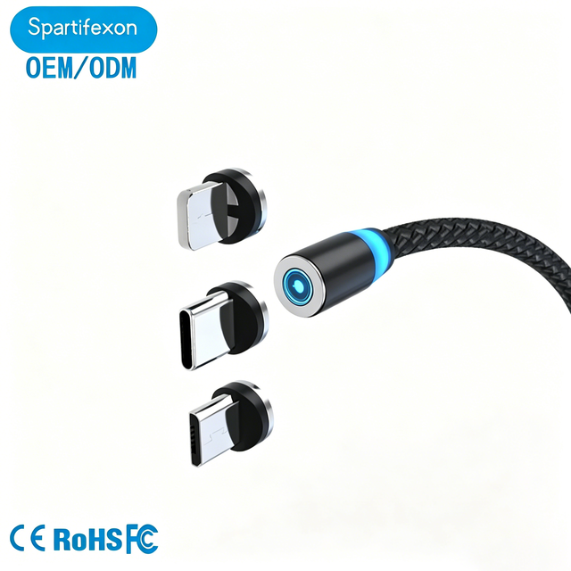 360 Degree 3 in 1 USB Smart Mobile Phone Magnetic Charging USB Cable Hot Sale 3 in 1 USB Magnetic for Samsung for Huawei
