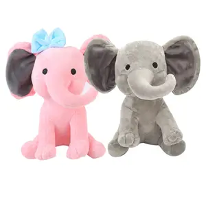 Boneka binatang Plushie mainan gajah berskala 25cm grosir untuk anak-anak mainan gajah putih mainan lucu kartun untuk pernikahan