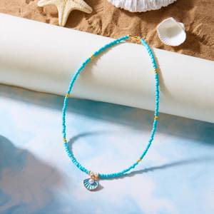 Collier d'été minimaliste en perles Miyuki pour femme, avec pendentif coquillage, bijou de mode océanique - Product Image 5