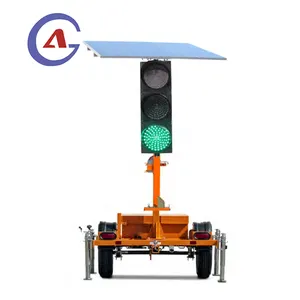 300mm Waterproof Led Solar Portable Traffic Rotating Safety Warning Light With Wheels