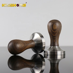 Prensador de Café Personalizado con Base Plana de Acero Inoxidable y Mango de Madera Ecológica de 51mm/53mm/58mm para Máquinas de Café Barista - Product Image 6
