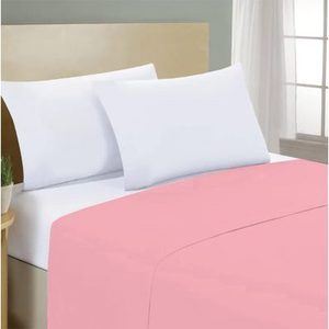 Sábana Plana 250x300cm 100% Algodón Rosa Para Cama Francesa Tamaño Queen - Product Image 1
