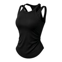 Débardeur de yoga 2-en-1 pour femme, à double bretelle, dos nageur, respirant, séchage rapide, en nylon et élasthanne, ajusté, sculptant le corps, pour le fitness et l'entraînement