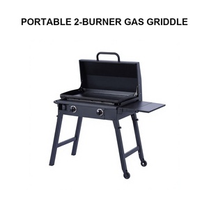 Parrilla <span class=keywords><strong>de</strong></span> Gas <span class=keywords><strong>de</strong></span> Acero Inoxidable 304 <span class=keywords><strong>de</strong></span> Alta Resistencia, 2 Quemadores, 32000 BTU, Parrilla <span class=keywords><strong>de</strong></span> Propano con Superficie Plana y Carrito Plegable para Acampar al Aire Libre - Product Image 1