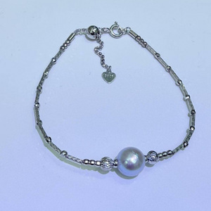 Pulsera de Perlas de Agua Dulce y Agua Salada Genuinas de 8-9 mm con Plata S925, Brazalete de Cáñamo Natural Brillante - Product Image 1