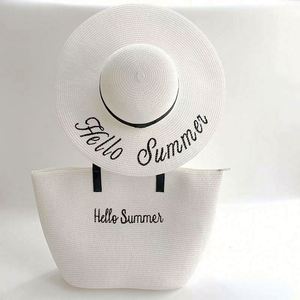 Wholesale Women Summer Vacation Beach Bag With <b>Hat</b> Fashion Sombreros De Paja Ladies Embroidery Floppy <b>Straw</b> <b>Hats</b> and Bag Set - Product Image 3