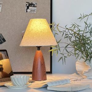 Wabi-sabi Style Dimmable Touch-Sensitive Smart Bedside <b>Lamp</b> Walnut Wood Color <b>Vintage</b> Retro Style for Table <b>Lamps</b> - Product Image 4