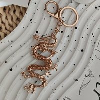 Porte-clés Dragon Chinois en Strass, en Alliage de Zinc, Dragon Enroulé avec Fermoir Mousqueton, Breloque de Sac en Gros