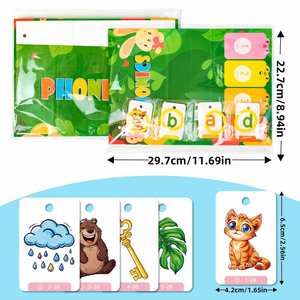 ของเล่นเสริมการเรียนรู้การสะกด<span class=keywords><strong>คำ</strong></span>แบบ CVC Phonics สำหรับเด็กอนุบาล บัตร<span class=keywords><strong>คำ</strong></span>ศัพท์เสียงสั้นแบบพลิกได้ - Product Image 5