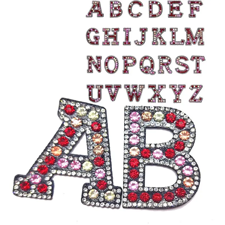 2024 Online Hete Verkoop Kleur 30Mm Ijzer Op Strass Alfabet Letters Appliqueert Patch Charms Diamanten Letter