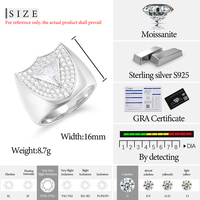 Drop Shipping 925 Sterling Silver Triangle Shape VVS Moissanite Diamond Gemstone Guard Shield Signet Rapper Ring