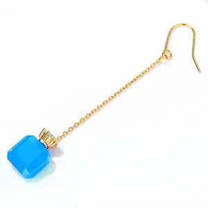 One 925 silver plated 9K GOLD water bottle with Blue Agate Earrings