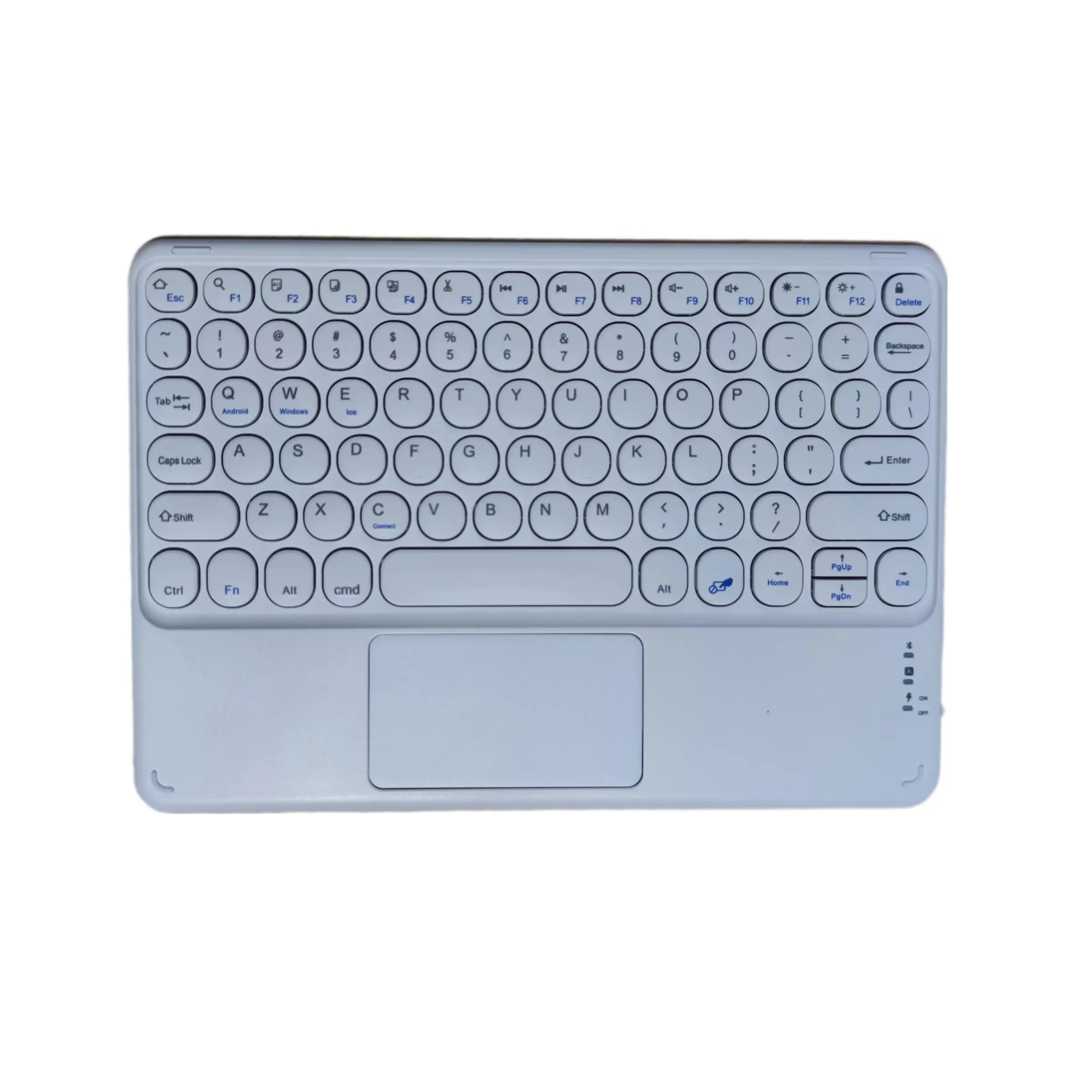 10 inch Wireless Bluetooth Keyboard for iPad Tablet PC Phone with Round Keycaps, Touchpad, Colorful