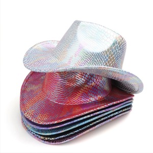 Chapeau de cowboy holographique irisé à paillettes, chapeau de fête western unisexe pour adulte, accessoire de mode, utilisable en toutes saisons - Product Image 3