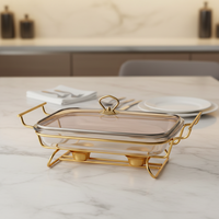 Chauffe-Plat de Luxe en Verre et Acier Inoxydable à Alcool pour Buffet, Idéal pour Restaurants, Hôtels, Mariages et Traiteurs