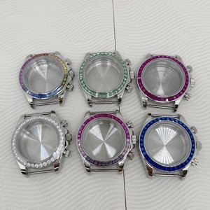 Boîtier de montre en acier modifié de 39 mm avec <span class=keywords><strong>lunette</strong></span> sertie de diamants, chronographe à quartz multicolore pour mouvement VK63 - Product Image 1