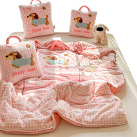 Couette-oreiller double usage chaude pour l'hiver, motif animalier, en coton et soie de plumes, pour la sieste au bureau, le canapé, la voiture