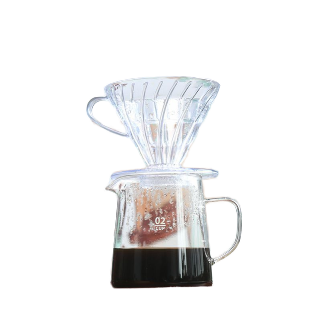 Automatic Handheld Resin Coffee Filter Pot with American Style Glass Drip and Plastic Cup for Household Use