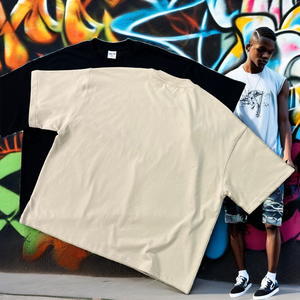 Camiseta de Verano para Hombre, Estilo Urbano, Corte Holgado, Color Sólido, Logotipo Personalizado, 100% Algodón Grueso, Corte Recto - Product Image 2