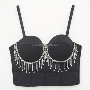 NOVANCE Tops <span class=keywords><strong>De</strong></span> Mujer <span class=keywords><strong>De</strong></span> <span class=keywords><strong>Moda</strong></span> <span class=keywords><strong>2022</strong></span> Sexy Hot Girls Tirantes Diamond Fringed White <span class=keywords><strong>Crop</strong></span> <span class=keywords><strong>Top</strong></span> Short Slim Camisoles - Product Image 6