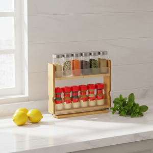 SpaceAid Étagère à Épices Multifonction en Bambou Robuste avec 3 Tiroirs (2 po de large) et Conception Verticale à 2 Niveaux (7,6 po de large) - Product Image 6