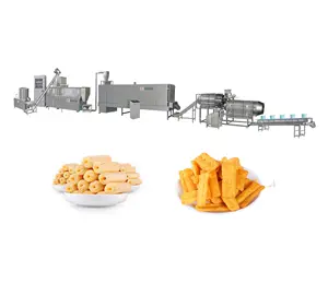 Stainless Steel Continuous Pellet Snack Fryer Frying Line Puffed Rice Corn Puff Making Machine