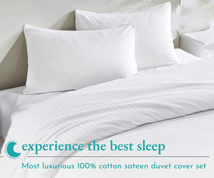 Parure de lit et housse de couette blanches unies, 100 % coton égyptien, 300 fils, certifiées OEKO-TEX BCI, personnalisables avec logo, non jetables, vente en gros - Product Image 3