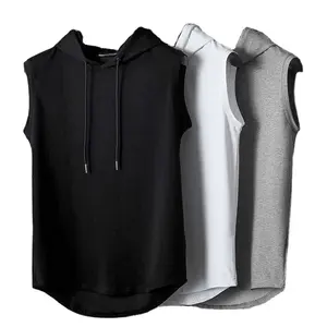 Camiseta sin mangas de algodón con capucha para hombre, ropa deportiva para gimnasio, culturismo, Fitness, personalizada, LICRA