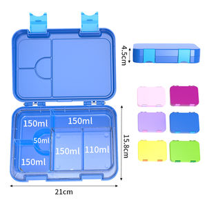 Oumego Boîte à lunch Bento en plastique étanche à 4 compartiments pour l'école pour enfants et adultes - Product Image 1