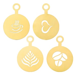 Pochoirs de décoration réutilisables en acier inoxydable 430 pour cappuccino Moule de cuisson pour <span class=keywords><strong>peinture</strong></span> en aérosol pour gâteaux et biscuits Moule d'art pour café Latte - Product Image 1