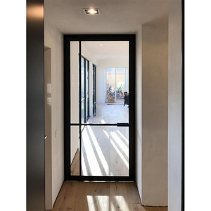 Portes coupe-feu intumescentes en aluminium et verre, ignifuges, pour évacuation d'hôtel, à battants, bloquant la flamme - Product Image 1