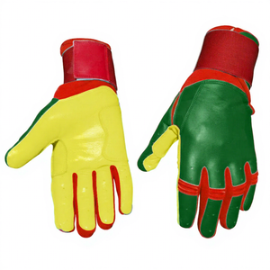 Gants de frappe SAAR INDUSTRIES vert jaune rouge en cuir PU avec fermeture auto-agrippante, support de poignet durable, ambidextres, unisexe adulte - Product Image 1
