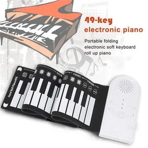 Bàn Phím Piano 49 Phím Cuộn Kỹ Thuật Số Đồ Chơi Trẻ Em Mini USB Cầm Tay Piano Gấp Bằng Silicon