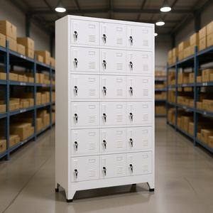 Armoire de rangement métallique à 18 compartiments 35,4x15,7x70,9 po avec serrure à clé – Solution de rangement durable - Product Image 2