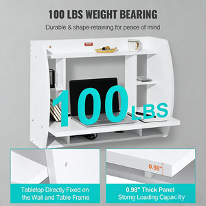 Bureau d'ordinateur <span class=keywords><strong>portable</strong></span> mural multifonction blanc flottant pour l'étude - Product Image 2