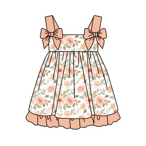 Abito da bambina con stampa floreale e farfalle, vestito estivo senza maniche con cinturino a fiocco - Product Image 6