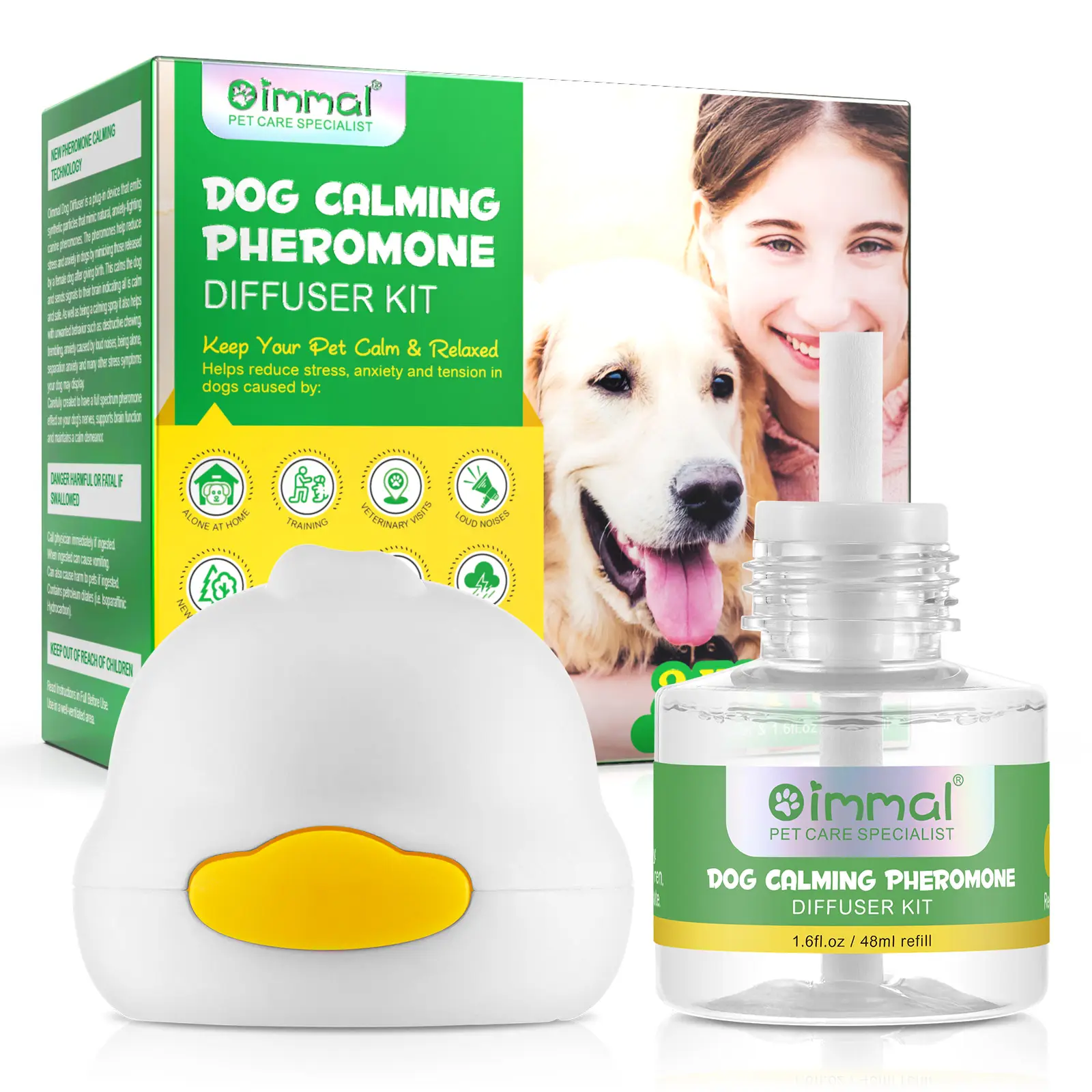 OIMMAL High Quality Helps Pet Reduce Stress Anti Anxiety 30 Days Supply Dog Calming Pheromone Diffuser Kit For Dogs and Cats