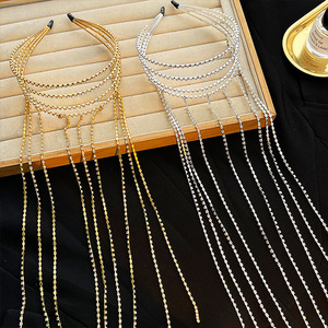 Jepit rambut rantai berlian imitasi, aksesori rambut mewah, jepit rambut rumbai - Product Image 6