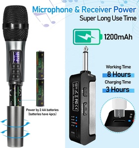 Microphone de conférence dynamique sans fil avec fonction écho et récepteur pour système de karaoké professionnel - Product Image 3