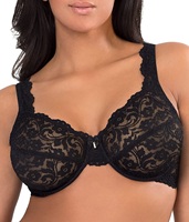KOSTENLOSE MUSTER Ungefütterter Damen-Bügel-BH Ungepolsterter BH, vollständig mit sexy transparentem Plus-Size-BH aus Spitzen netz bedeckt