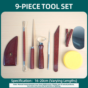 Nouvel ensemble d'outils de poterie DIY Jietai 22 pièces en acier inoxydable avec manche en <span class=keywords><strong>bois</strong></span> de séquoia, comprenant racloir, pointe de perçage, stylo et pelle - Product Image 4