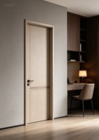 Porte à panneau mouluré, design plat, en bois, sur mesure, couleur personnalisable pour projets d'appartements et d'hôtels