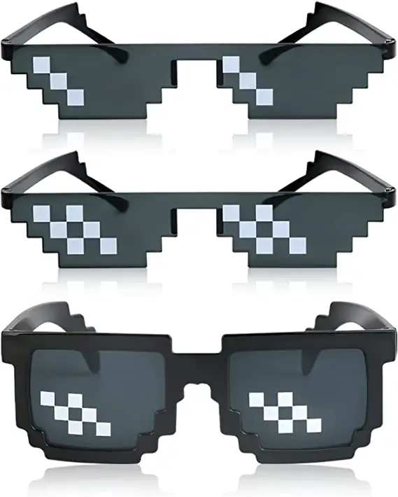 2022 UV 400 Pixelated Sun glasses 8 Bit CPU Gamer Geek Designer Sunglasses LOGO Acceptable