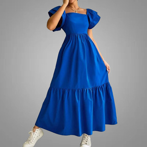 Robe décontractée pour femmes, vêtements pour femmes, manches superposées, à volants, ourlet papillon, robes à volants, à col carré, nouvelle collection, - Product Image 5