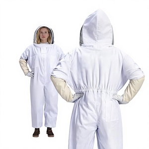 Combinaison d'apiculture blanche avec voile rond réfléchissant, manches en polyester respirant, coupe ample pour un niveau de protection D - Product Image 2